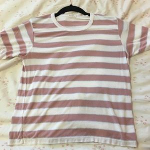 John Galt Pink striped ringer tee